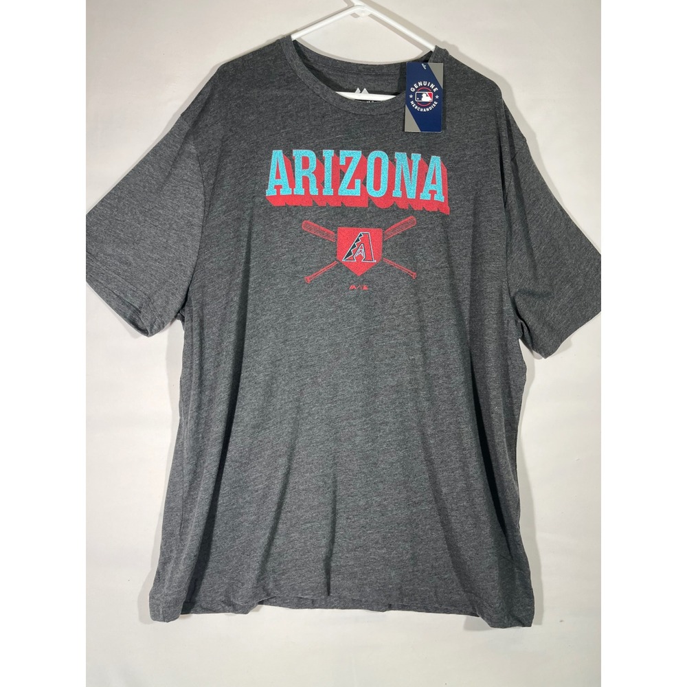 Majestic‎ Arizona Diamondbacks MLB Graphic Tee Mens 2XL Charcoal Gray GORPCORE